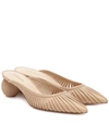 Cult Gaia 50mm Alia Leather Mules In Beige