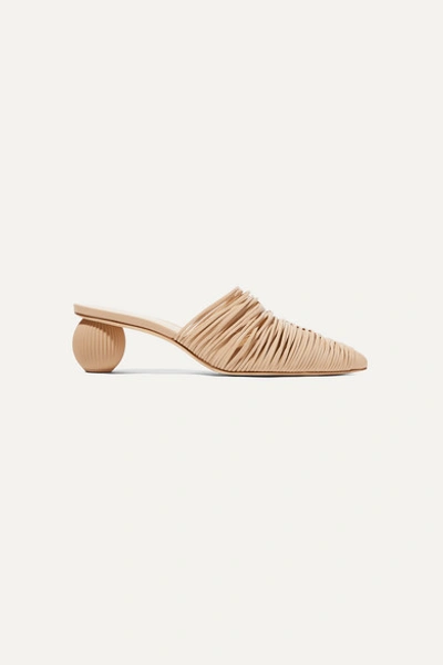 Cult Gaia 50mm Pia Leather Mules In Sand