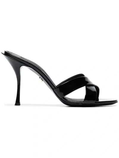 Dolce & Gabbana Black 90 Polished Calfskin Mules In Nero