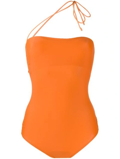 Jacquemus Alassio One-shoulder Swimsuit In Orange