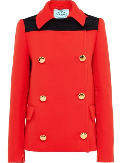 Prada Double-breasted Wool-felt Jacket In Red