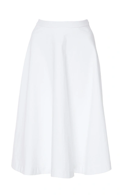 Prada Pleated Cotton Midi Skirt In White