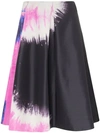 Prada Pleated Tie-dye Silk-poplin Skirt In F0t79 Black/pink