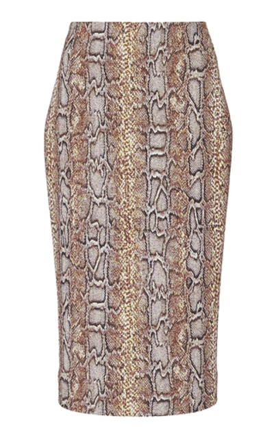 Victoria Beckham Snake-print Cotton-blend Midi-skirt