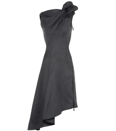 Maticevski Paramour Pleated Asymmetric Midi Dress In Black