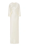 Brandon Maxwell Cape-effect Silk-satin Gown In White