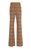 Lela Rose Maggie Plaid Wool-blend Wide-leg Pant In Brown