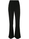 Carolina Herrera High-waisted Silk-crepe Flared Pants In Black