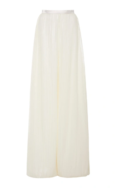 Rodarte Iridescent Plissé-lamé Wide-leg Pants In White