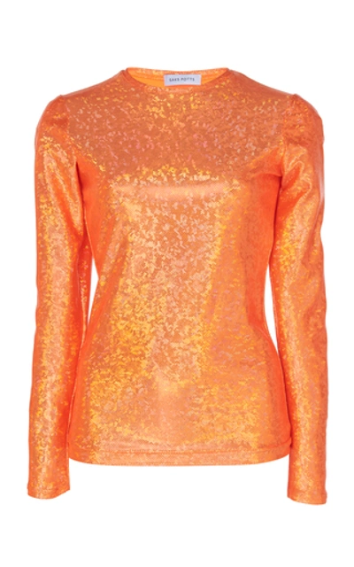 Saks Potts Saya Stretch-lamé Top In Orange