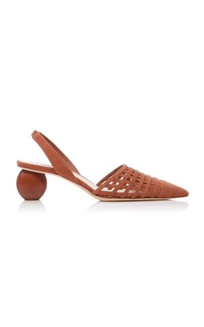 Cult Gaia Keri Woven Leather Slingback Pumps In Brown
