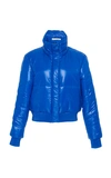 Off-white High-necked Metallic Shell Puffer Jacket In Blue