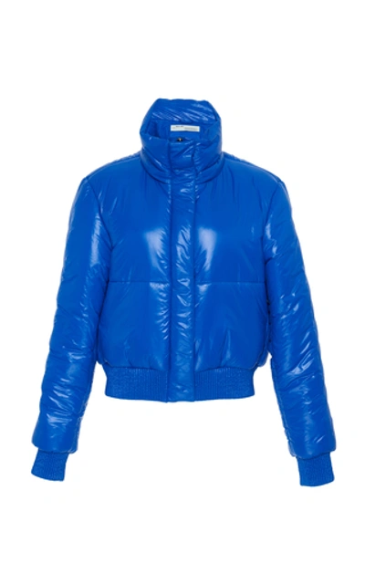 Off-white High-necked Metallic Shell Puffer Jacket In Blue | ModeSens