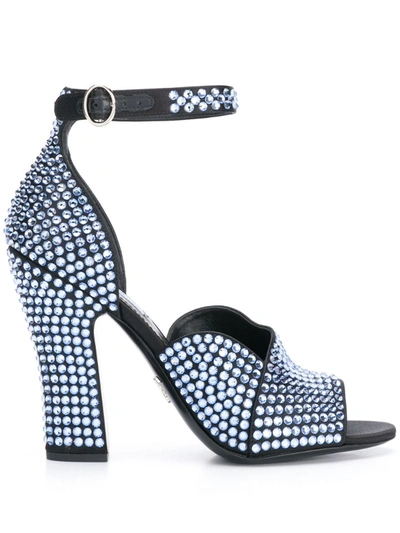 Prada Embellished 105mm Platform Sandals In Light Blue