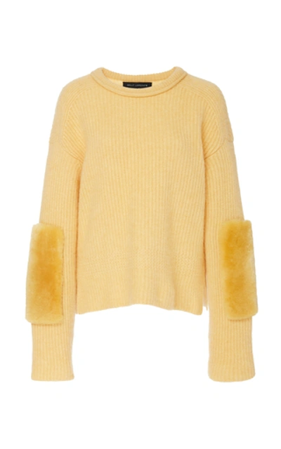 Sally Lapointe Paneled Shearling And Cashmere-blend Sweater In Yellow