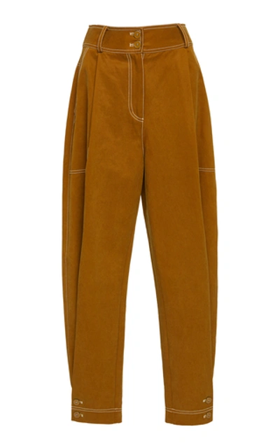 Ulla Johnson Fleet High-rise Tapered Twill Pants In Brown
