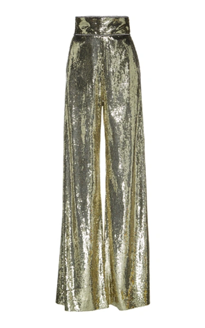 Dundas Sequined Tulle Wide-leg Pants In Gold
