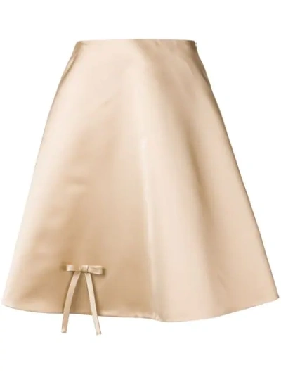 Prada Bow-detailed Silk-satin Skirt In Neutral