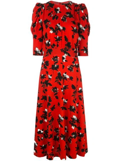 Derek Lam Floral-print Georgette Midi Dress In Red