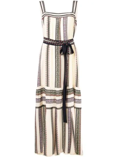 Derek Lam Striped Silk-georgette Maxi Dress In White