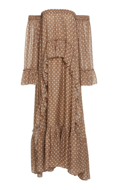 Amur Odessa Off-the-shoulder Silk-chiffon Maxi Dress In Neutral