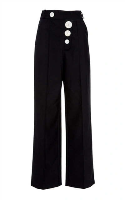 Acler Lynne Button-embellished Crepe Wide-leg Pants In Black