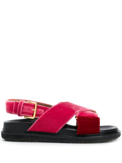Marni Fussbett Velvet Slingback Sandals In Pink