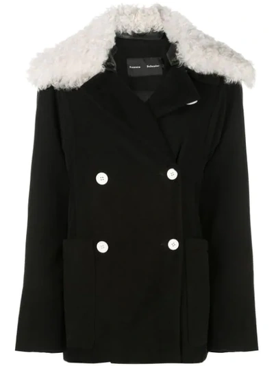 Proenza Schouler Oversized Moleskin Jacket With Shearling Collar In Black
