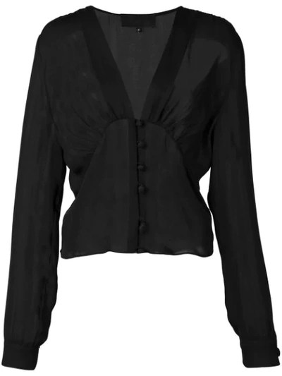 Nili Lotan Laila Button-down Silk-georgette Blouse In Black