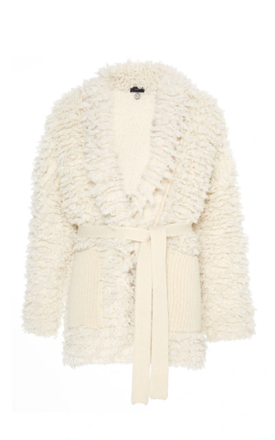 Alanui Belted Wool-blend Knit Cardigan In White