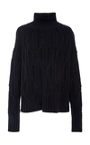 Nili Lotan Meyra Cashmere Cable-knit Turtleneck Sweater In Navy