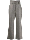 Peter Pilotto Belted Striped Tweed Wide-leg Pants In Grey