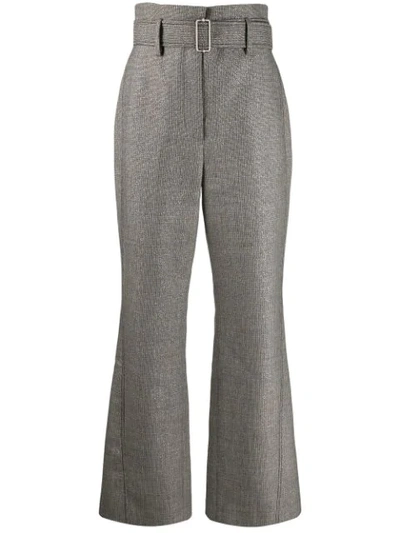 Peter Pilotto Belted Striped Tweed Wide-leg Pants In Grey