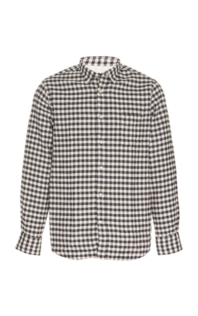 Officine Generale Gingham Brushed Cotton-flannel Shirt In White