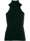 Jacquemus Oversized Wool-blend Sleeveless Turtleneck In Green