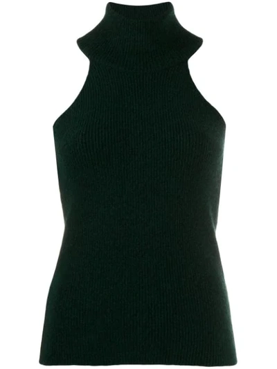 Jacquemus Oversized Wool-blend Sleeveless Turtleneck In Green