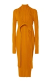 Proenza Schouler Detachable Rib-knit Wool-blend Midi Dress In Yellow