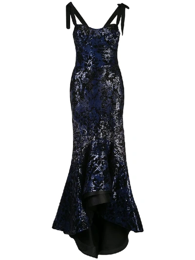 Silvia Tcherassi Dore Sequined Satin Gown In Blue