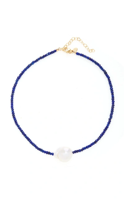 Joie Digiovanni Gold-filled; Lapis Lazuli And Pearl Necklace In Blue