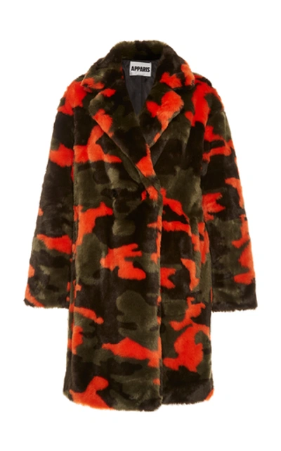 Apparis Jahaira Camouflage Faux Fur Coat In Multi