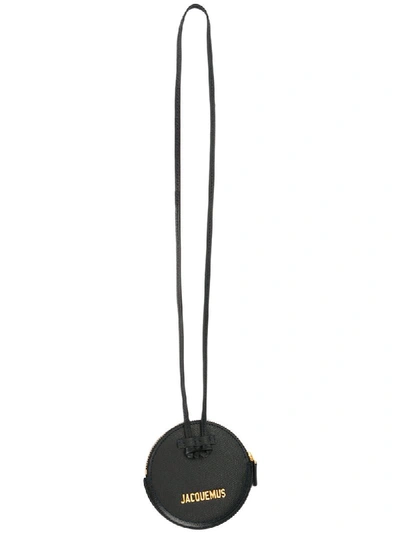 Jacquemus Le Pitchou Leather Coin Holder Necklace In Black