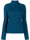 Holland & Holland Ribbed Knit Jumper In Blue