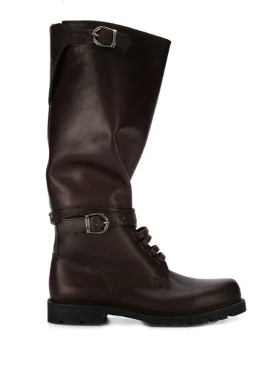 Holland & Holland Buckled Knee Length Boots In Brown