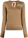 N°21 V-neck Knitted Sweater In Brown