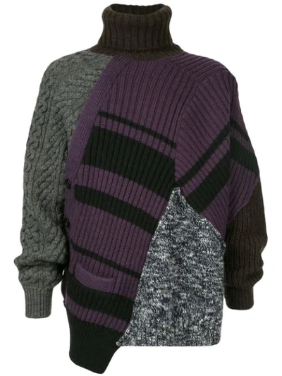 Kolor Oversized Patchwork Jumper In Purple