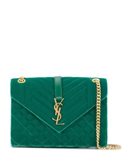 Saint Laurent Monogram Envelope Shoulder Bag In 绿色