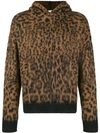 Laneus Loose-fit Leopard Hoodie In Brown