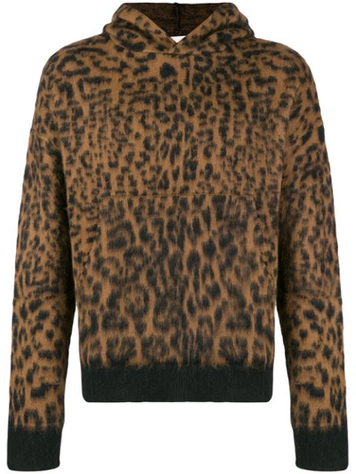 Laneus Loose-fit Leopard Hoodie In Brown