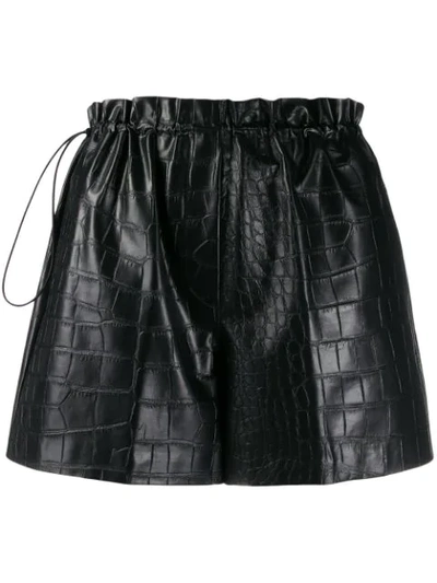 Nude High-waist Paperbag Shorts In Black