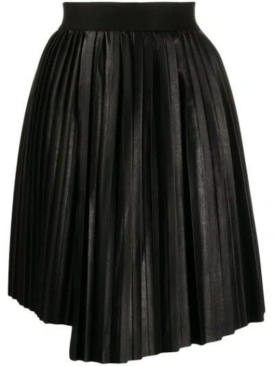 Nude Pleated Mini Skirt In Black